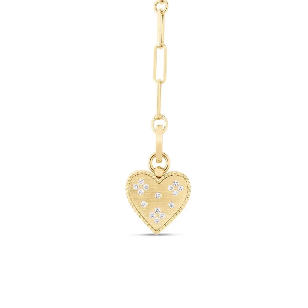 18k Yellow Gold Diamond Heart Medallion