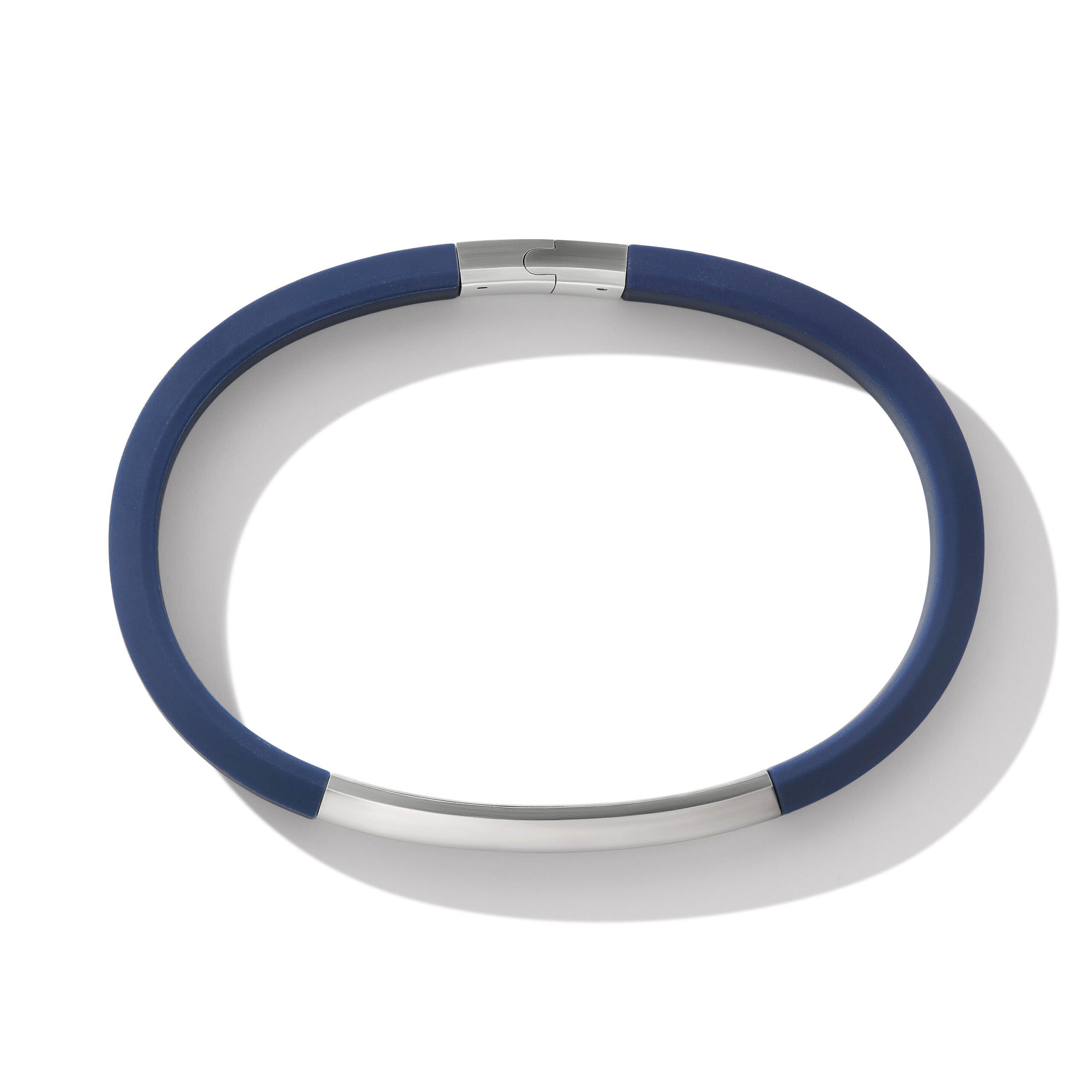 Streamline® ID Bracelet in Blue Rubber with Sterling Silver, 8mm