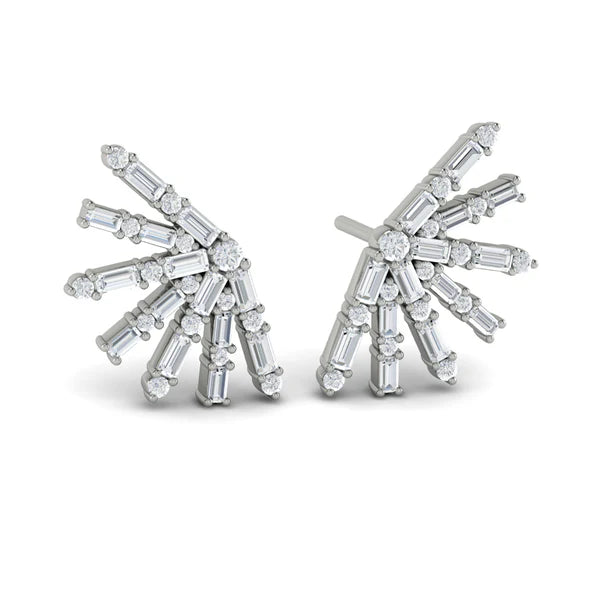 Karina Baguette Diamond Stud Earrings in 18K Yellow Gold