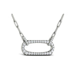 Reina Diamond East-West Open Oval Link Pendant Necklace in 18K White Gold