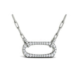 Reina Diamond East-West Open Oval Link Pendant Necklace in 18K White Gold