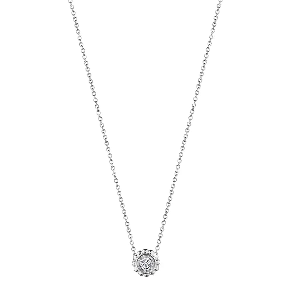 18K White Gold Single Diamond Pendant