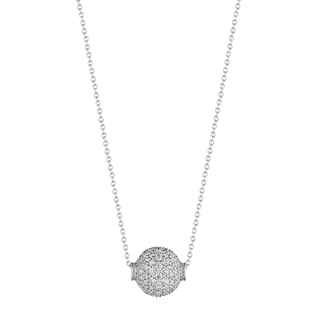 18K White Gold Diamond Disco Bead Pendant