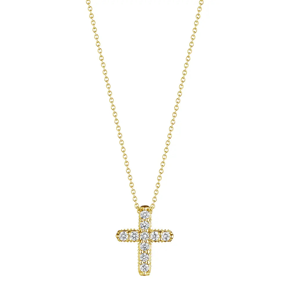18K Yellow Gold Medium Diamond Cross
