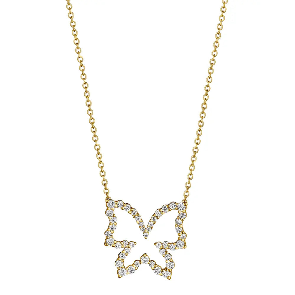 Veritage Diamond Butterfly Pendant Necklace in 18K Yellow Gold