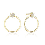 18K Yellow Gold Small Crest Circle Earrings