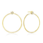 18K Yellow Gold Medium Crest Circle Earrings