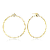 18K Yellow Gold Medium Crest Circle Earrings