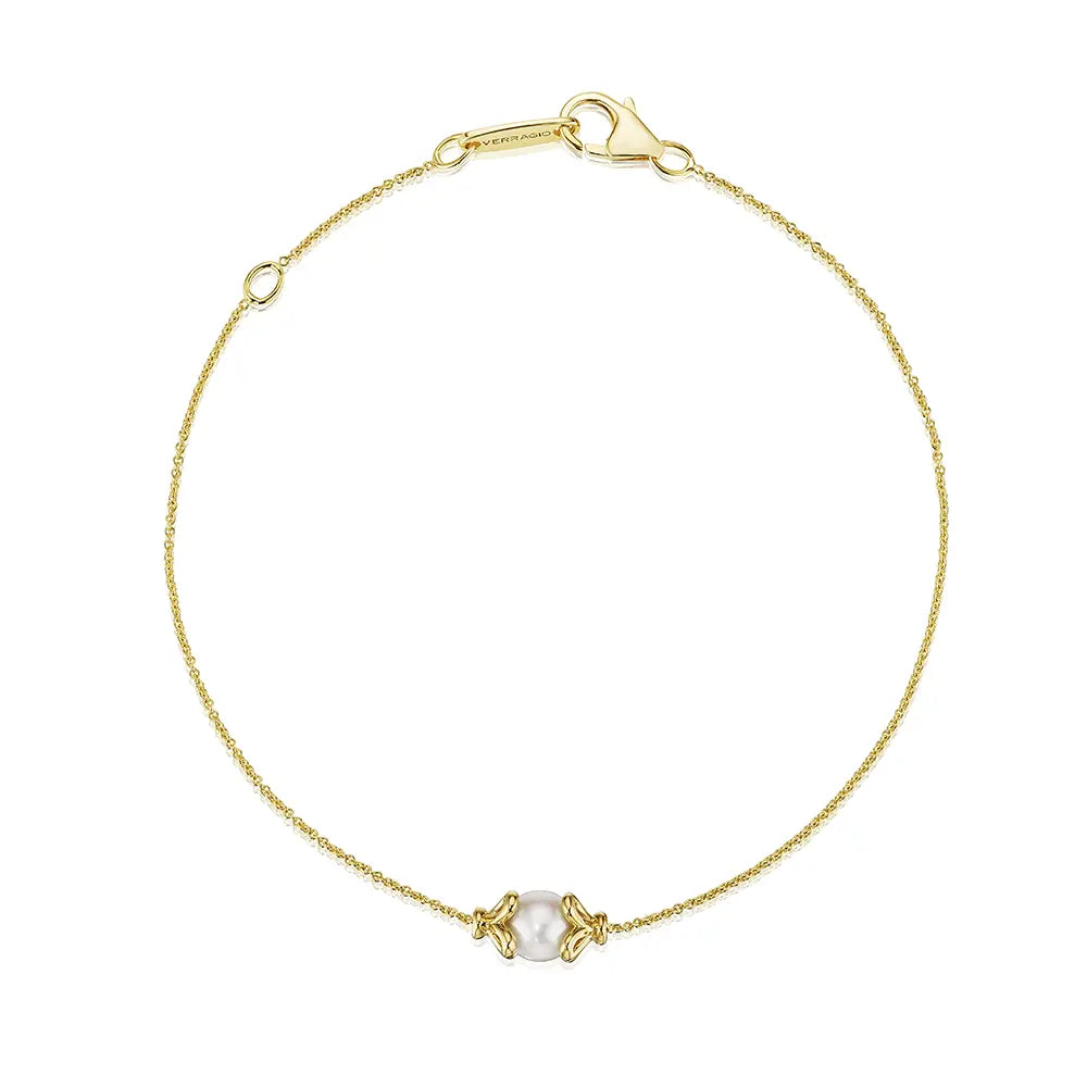 18K Yellow Gold Single Pearl Bracelet