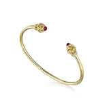 18K Yellow Gold Diamond and Rhodolite Toi Et Moi Bangle
