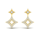 Estrella Diamond Double Vlora Star Open Motif Drop Stud Earrings