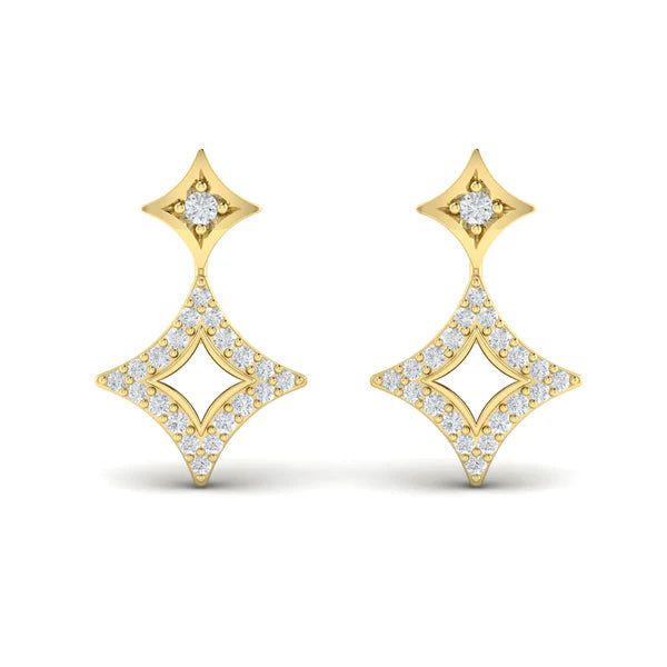 Estrella Diamond Double Vlora Star Open Motif Drop Stud Earrings
