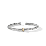 Classic Cable Station Bracelet in Sterling Silver with 18K Yellow Gold, 4mm