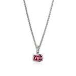 Heishi Sterling Silver Rhodolite & Diamond Pendant Necklace