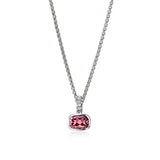 Heishi Sterling Silver Rhodolite and Diamond Pendant Necklace