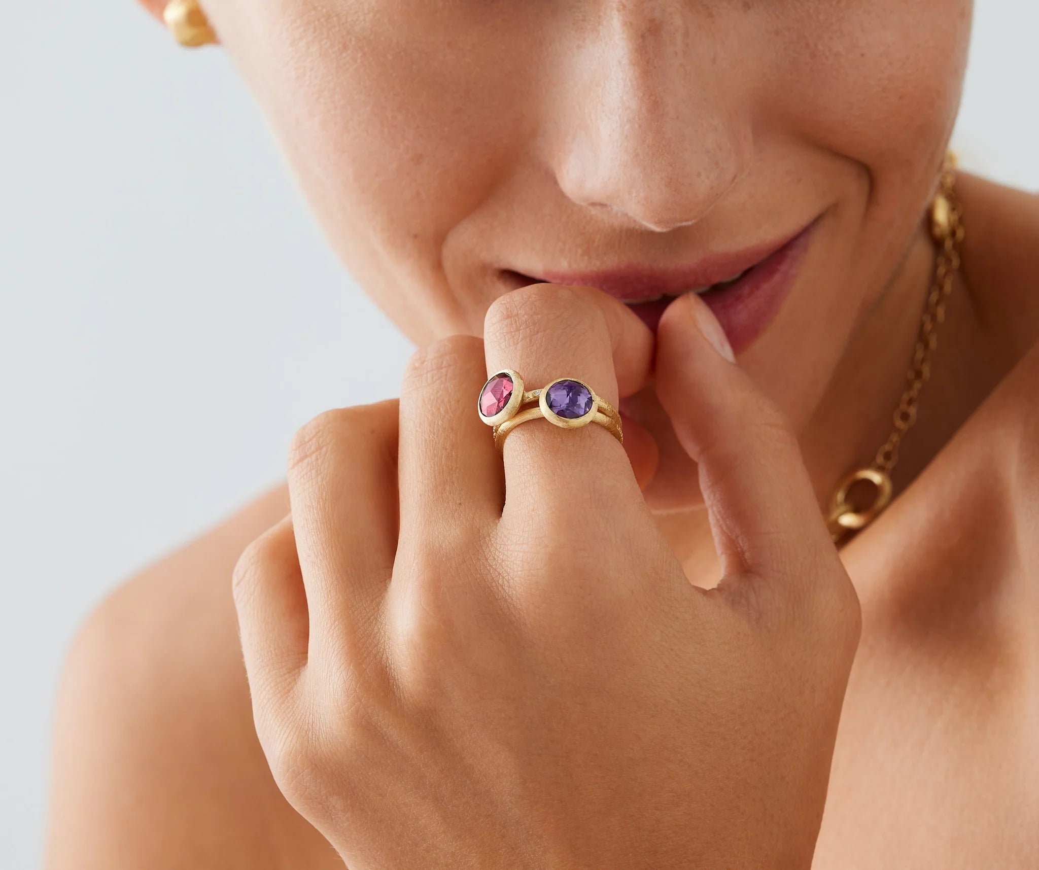 18K Yellow Gold Pink Tourmaline Ring with Diamonds