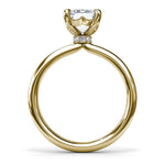 18K Yellow Gold Hidden Halo Diamond Semi-Mount Engagement Ring