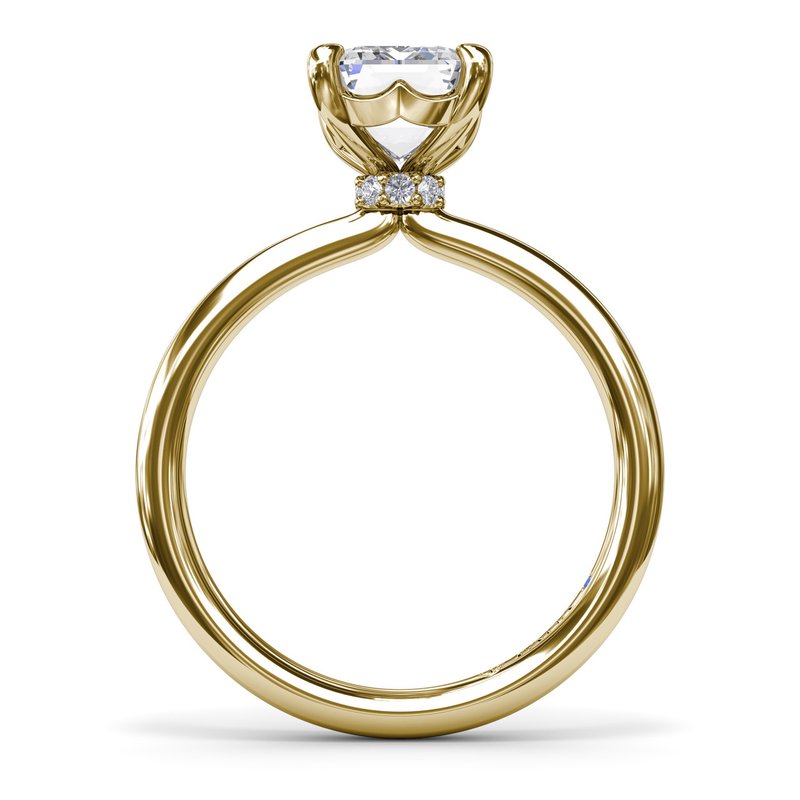 18K Yellow Gold Hidden Halo Diamond Semi-Mount Engagement Ring