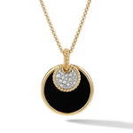 DY Elements® Convertible Pendant Necklace in 18K Yellow Gold with Black Onyx Reversible to Mother of Pearl and Diamonds, 26.6mm