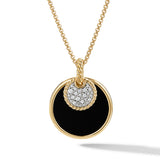 DY Elements® Convertible Pendant Necklace in 18K Yellow Gold with Black Onyx Reversible to Mother of Pearl and Diamonds, 26.6mm