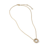 Petite Pavé Crossover Pendant Necklace in 18K Yellow Gold with Diamonds, 15.5mm
