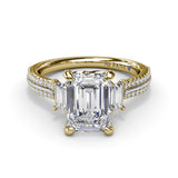 Two-Toned Emerald Cut Diamond Semi-Mount Engagement Ring