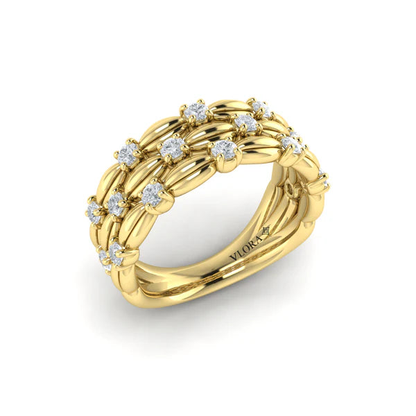 Aurelia Diamond Triple Cascade Ring in 18K Yellow Gold