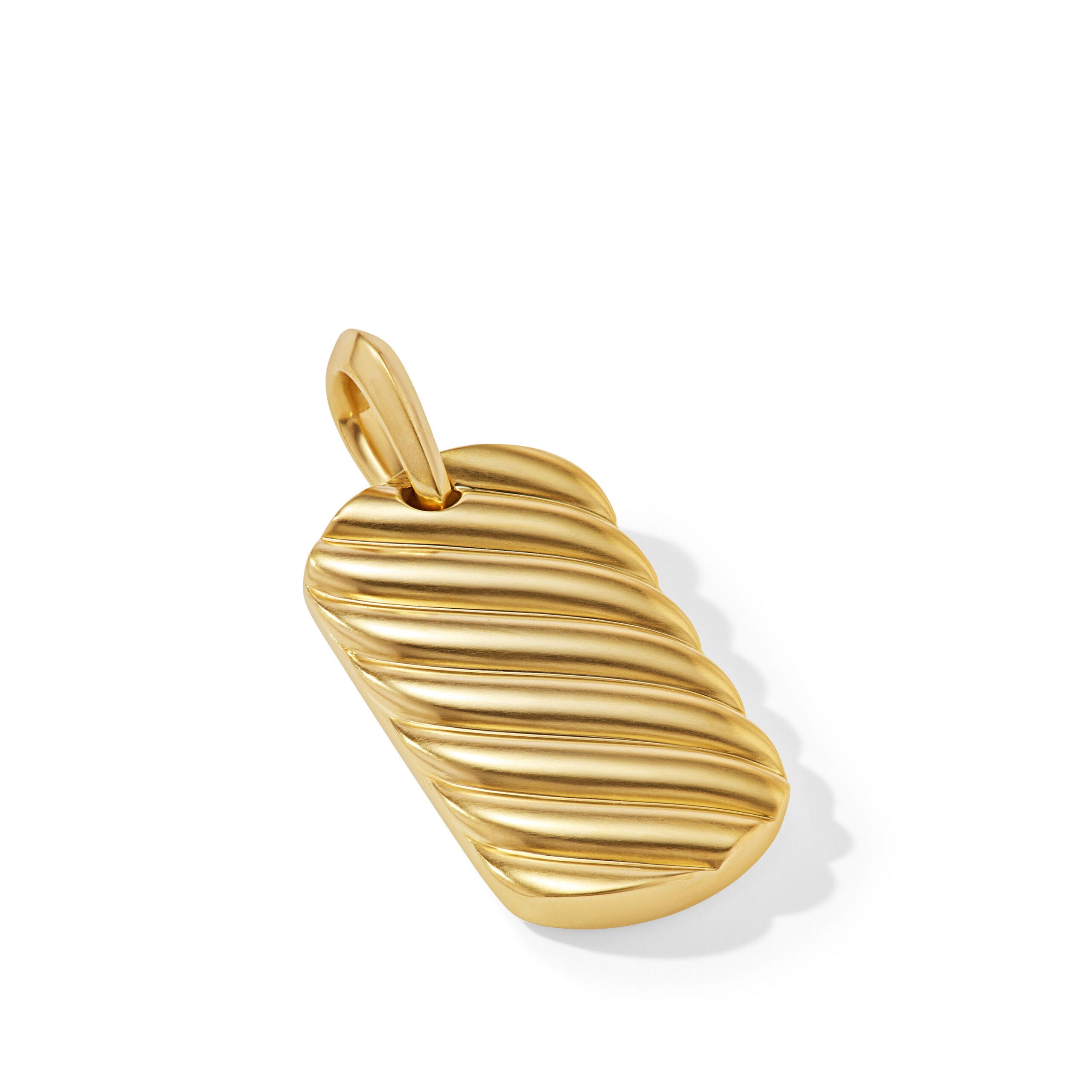 Sculpted Cable Tag in 18K Yellow Gold, 27mm