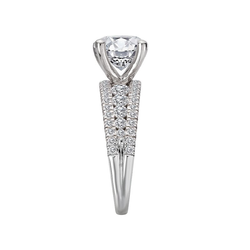 14K White Gold Split Row Semi-Mount Engagement Ring