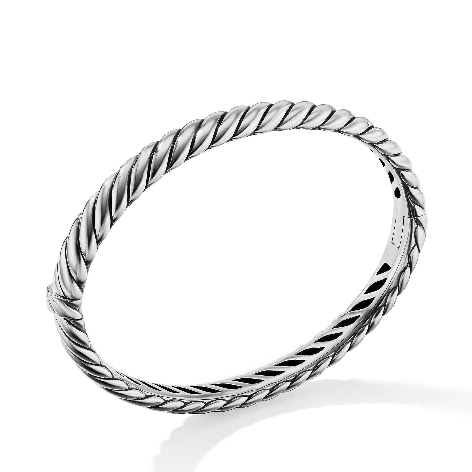Sculpted Cable Bangle Bracelet in Sterling Silver, 7mm