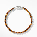 Spiritual Beads Bracelet in Tigers Eye with Sterling Silver, 4mm