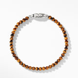 Spiritual Beads Bracelet in Tigers Eye with Sterling Silver, 4mm