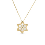 18k Gold Vernazza Diamond and Mother of Pearl Flower Necklace