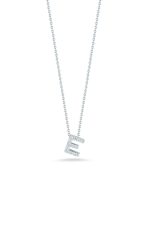 18K White Gold Tiny Treasures Diamond Love Letter “E” Necklace