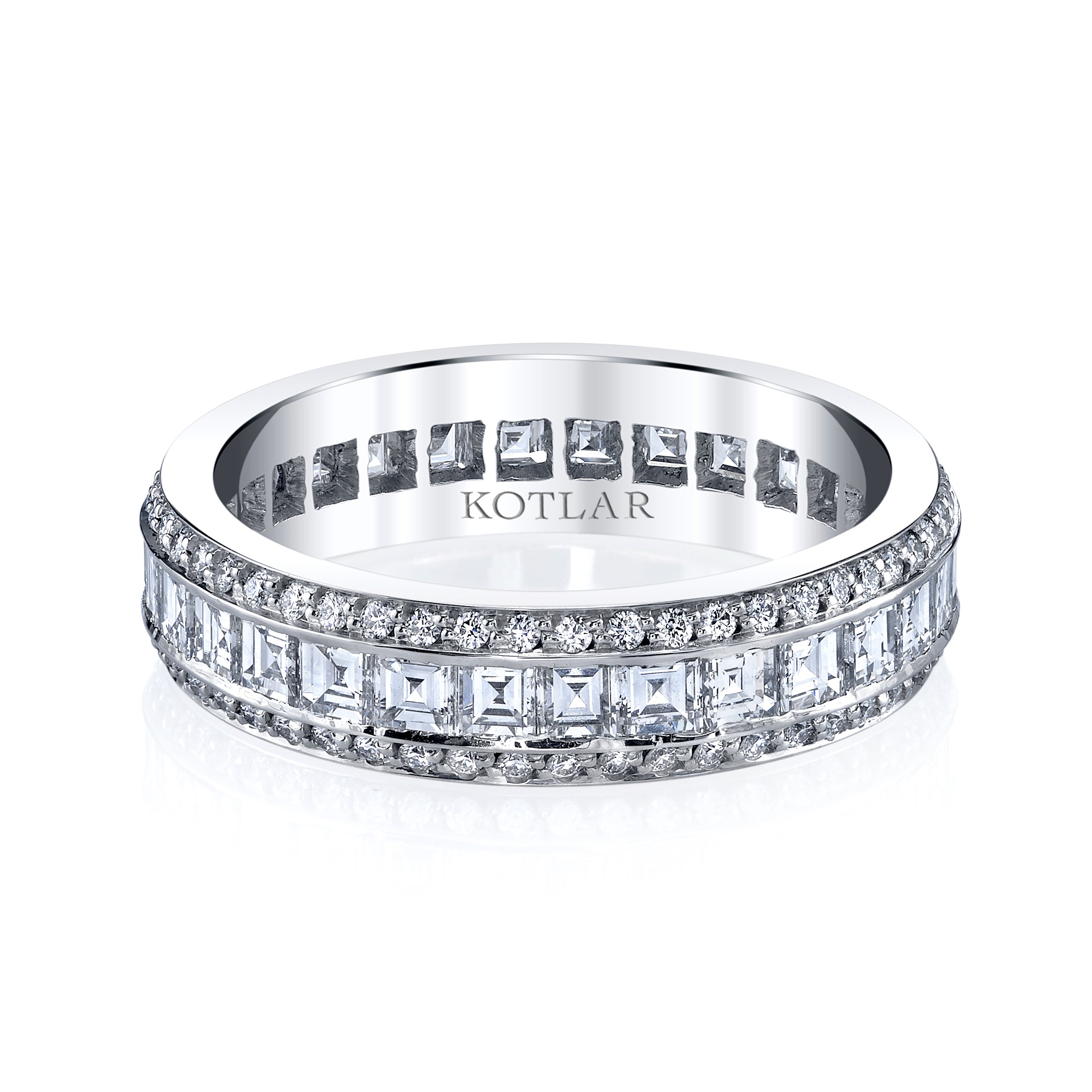 Platinum Square-Cut Diamond Wedding Band