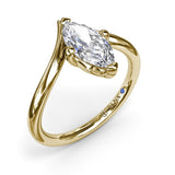 18K Yellow Gold V-Shape Bypass Marquise Semi-Mount Engagement Ring