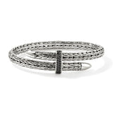 Spear Black Sapphire 5.5mm Sterling Silver Cuff Bracelet