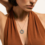 Icon Link Two-Tone Circle Pendant Necklace