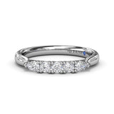 18K White Gold Pear and Round Diamond Wedding Band