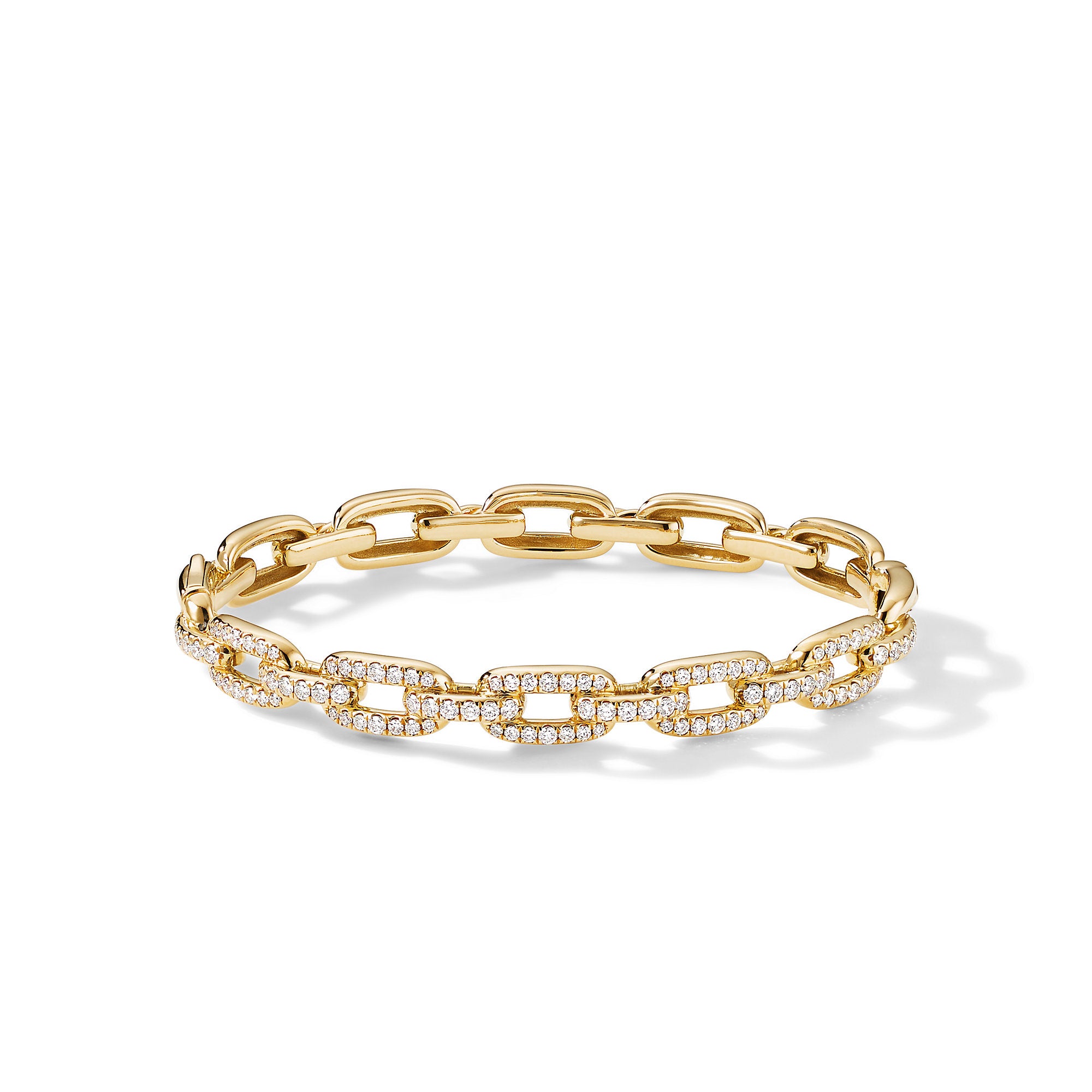 Stax Chain Link Bracelet in 18K Yellow Gold with Diamonds, 7mm