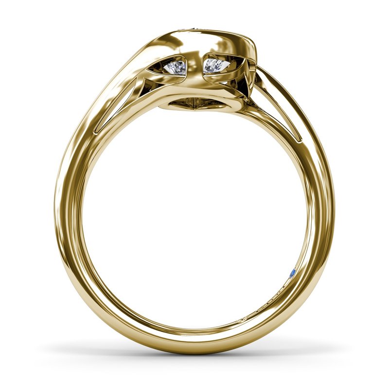 18K Yellow Gold Bypass Pear Diamond Semi-Mount  Engagement Ring