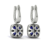 18K White Gold Adella Cushion Diamond & Multi-Sapphire Earrings
