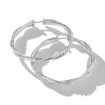 Infinity Hoop Earrings in Sterling Silver with Diamonds, 42mm