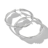 Infinity Hoop Earrings in Sterling Silver with Diamonds, 42mm