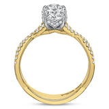 Extra Petite Twisted Shank Oval Diamond Engagement Ring