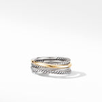 Crossover Band Ring in Sterling Silver with 18K Yellow Gold, 6.8mm