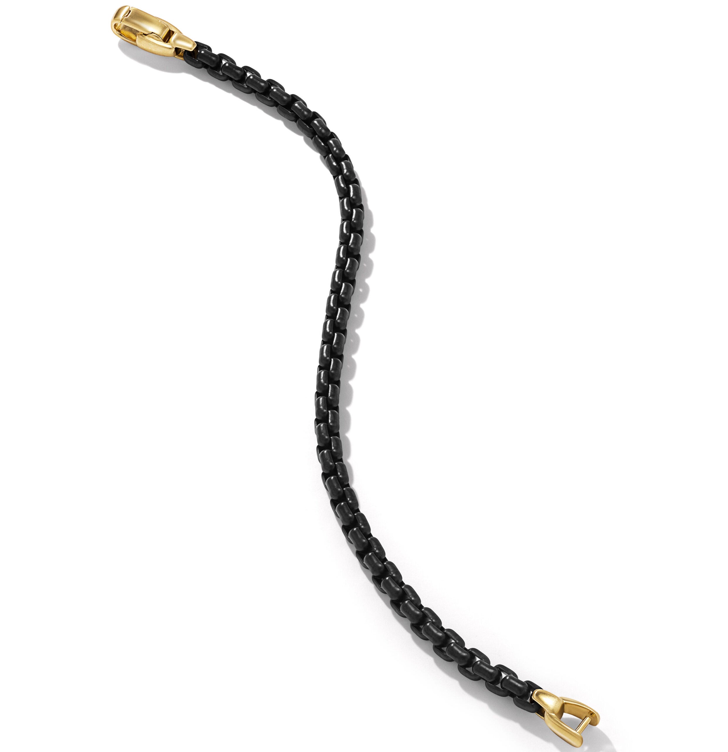 Box Chain Bracelet in Stainless Steel with 14K Yellow Gold, 5mm