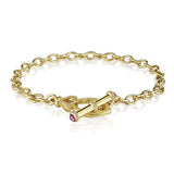 Beaded Rhodolite and Diamond Toggle Bracelet