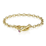 Beaded Rhodolite and Diamond Toggle Bracelet