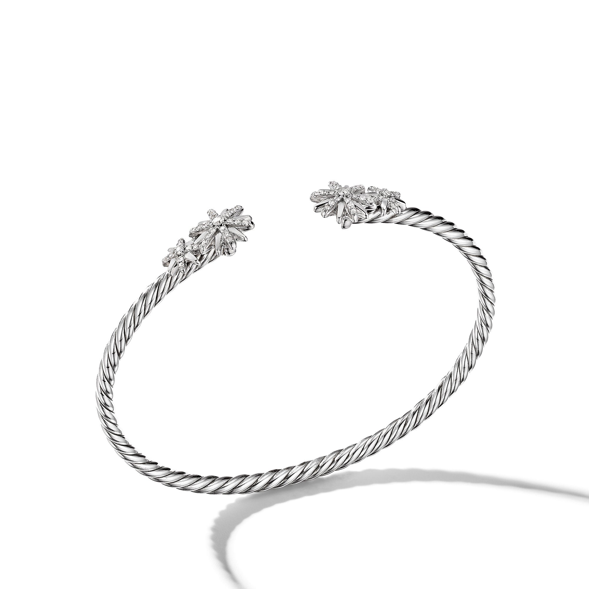 Starburst Cable Bracelet in Sterling Silver with Diamonds, 3.5mm